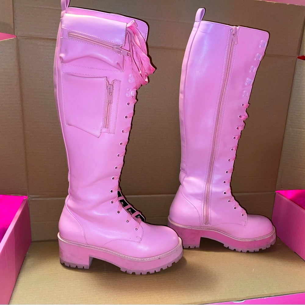 Sugar Thrillz Bubblegum Obsidian Pocket Combat Boots